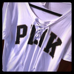 PINK sporty shirt sleeve t-shirt top